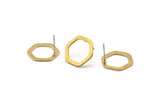 Brass Hexagon Earring, 12 Raw Brass Hexagon Stud Earrings (16x2x1mm) D0083 A1122