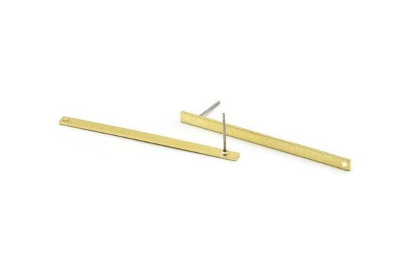 Brass Stick Earring, 8 Textured Raw Brass Stick Stud Earrings With 1 Hole (50x3x0.80mm) M02527 A0904