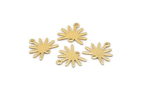 Gold Sun Charm, 8 Gold Plated Brass Sun Charms With 2 Loops (13x15x0.80mm) M02258