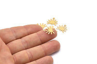 Gold Sun Charm, 8 Gold Plated Brass Sun Charms With 2 Loops (13x15x0.80mm) M02258
