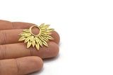 Brass Sunflower Earring, 2 Raw Brass Flower Stud Earrings (38x24mm) N0947 A1486