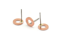 Copper Circle Earring, 12 Raw Copper Circle Stud Earrings (8x0.80mm) M008 A1501