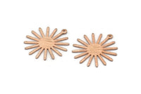 Rose Gold Sun Charm, 4 Textured Rose Gold Plated Brass Sun Charms With 1 Loop (27x0.80mm) A1723 M01653