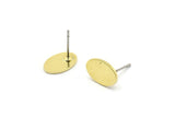 Brass Oval Earring, 12 Raw Brass Oval Stud Earrings (11x8x0.80mm) M02569 A0159
