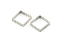 Silver Square Charm, 12 Silver Tone Square Ring Charms With 2 Holes (18x3x0.8mm) BS 1889