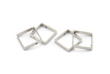 Silver Square Charm, 12 Silver Tone Square Ring Charms With 2 Holes (18x3x0.8mm) BS 1889