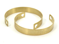 Brass Heart Bangle, 2 Raw Brass Cuff Bracelet Blank Bangles with 2 Heart Holes (10x0.80mm) Brc011