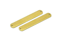 Rectangle Brass Blanks, 12 Raw Brass Rectangle Stamping Blanks, Pendants With 2 Holes (50x8x0.80mm) A1116