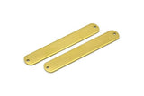 Rectangle Brass Blanks, 12 Raw Brass Rectangle Stamping Blanks, Pendants With 2 Holes (50x8x0.80mm) A1116