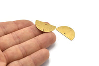 Semi Circle Charm, 12 Raw Brass Half Moon Blanks With 2 Holes, Earrings, Pendants (24x13x0.80mm) D918