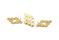 Brass Puzzle Earring, 4 Raw Brass Stud Earrings (35x22x2mm) D981 A1255