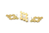 Brass Puzzle Earring, 4 Raw Brass Stud Earrings (35x22x2mm) D981 A1255
