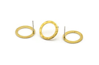 Brass Circle Earring, 8 Raw Brass Roman Numerals Stud Earrings (16x1mm) BS 2176 A1190