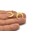 Brass Moon Earring, 8 Raw Brass Crescent Moon Stud Earrings (18x4x1mm) D1295 A1312