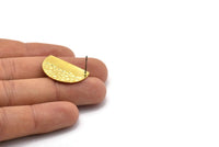 Semi Circle Earring, 6 Textured Raw Brass Half Moon Stud Earrings (26.5x17.5x0.65mm) D957 A1229