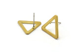 Brass Triangle Earring, 12 Raw Brass Triangle Stud Earrings (16mm) D0023 A1143