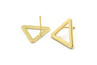 Gold Triangle Earring, 4 Gold Plated Brass Triangle Stud Earrings (16mm) D0023 A1143 H0920