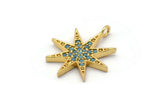Gold North Star Charms, 2 Gold Plated Brass North Star Charms With 1 Loop, Pendants, Earring Findings (23x20mm) SY0173