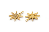 Gold North Star Charms, 2 Gold Plated Brass North Star Charms With 1 Loop, Pendants, Earring Findings (23x20mm) SY0173