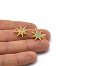 Gold North Star Charms, 2 Gold Plated Brass North Star Charms With 1 Loop, Pendants, Earring Findings (23x20mm) SY0173