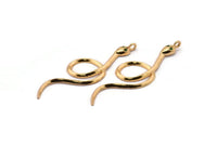 Gold Snake Charm, Gold Plated Snake, Cubic Zircon, CZ Pave Snake Charm, Zircon Charm Pendants (51x17mm) SY0241
