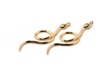 Gold Snake Charm, Gold Plated Snake, Cubic Zircon, CZ Pave Snake Charm, Zircon Charm Pendants (51x17mm) SY0241