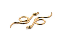 Gold Snake Charm, Gold Plated Snake, Cubic Zircon, CZ Pave Snake Charm, Zircon Charm Pendants (51x17mm) SY0241