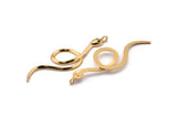 Gold Snake Charm, Gold Plated Snake, Cubic Zircon, CZ Pave Snake Charm, Zircon Charm Pendants (51x17mm) SY0241