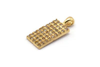 Gold Rectangle Charms, 2 Gold Plated Brass Rectangle Charms With 1 Loop, Pendants, Earring Findings (20x8mm) SY0080