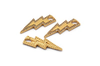 Gold Lightning Charm, Gold Plated Lightning Bolt, Cubic Zircon, 2 CZ Pave Lightning Charms, Zircon Pendants With 1 Hole (25x10mm) SY0244