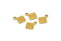 Brass Square Charm, 50 Raw Brass Square Charms (7mm) Brs 8-9 A0382