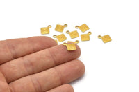 Brass Square Charm, 50 Raw Brass Square Charms (7mm) Brs 8-9 A0382
