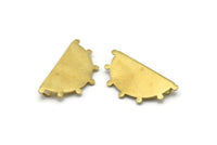 Semi Circle Pendant, 3 Raw Brass Textured Semi Circle Blanks With 2 Loops (34.5x18x0.80mm) V142