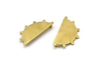Semi Circle Pendant, 3 Raw Brass Textured Semi Circle Blanks With 2 Loops (34.5x18x0.80mm) V142