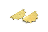 Semi Circle Pendant, 3 Raw Brass Textured Semi Circle Blanks With 2 Loops (34.5x18x0.80mm) V142