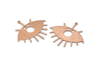 Rose Gold Eye Charm, Textured Rose Gold Plated Brass Eye Charms With 1 Loop, Pendants, Earrings (43x39x1mm) D1136 Q0881