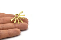 Brass Sun Earring, 2 Raw Brass Textured Sunny Stud Earrings With 1 Loop (34x24x2.2mm) E208 A1288