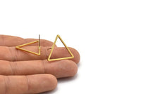 Brass Triangle Earring, 12 Raw Brass Triangle Stud Earrings (23mm) D0110 A1125