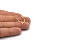 Semi Circle Earring, 12 Raw Brass Semi Circle Stud Earrings (30x15x0.80mm) D1280 A1227