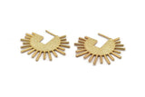 Gold Sun Earring, 2 Textured Gold Plated Brass Sun Stud Earrings (43x1.5mm) N1022 Q0966