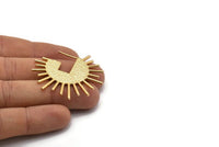 Gold Sun Earring, 2 Textured Gold Plated Brass Sun Stud Earrings (43x1.5mm) N1022 Q0966