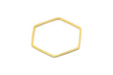 Gold Hexagon Charm, 12 Gold Tone Brass Hexagon Ring Charms, Connectors (30x1mm) D1554