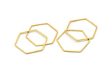 Gold Hexagon Charm, 12 Gold Tone Brass Hexagon Ring Charms, Connectors (30x1mm) D1554