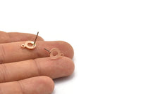 Copper Circle Earring, 12 Raw Copper Circle Stud Earrings With 1 Loop (11x8x0.80mm) M011 A1500