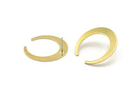 Brass Moon Earring, 6 Raw Brass Crescent Moon Stud Earrings (28.5x27.5x5x1mm) E014 A1281
