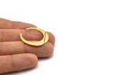 Brass Moon Earring, 6 Raw Brass Crescent Moon Stud Earrings (28.5x27.5x5x1mm) E014 A1281