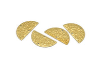 Semi Circle Charm, 24 Raw Brass Textured Half Moon Blanks With 2 Holes, Earrings, Pendants (25x12x0.60mm) D0792