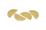 Semi Circle Charm, 24 Raw Brass Textured Half Moon Blanks With 2 Holes, Earrings, Pendants (25x12x0.60mm) D0792