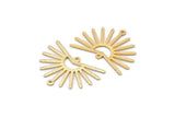Gold Sun Charm, 4 Textured Gold Plated Brass Sun Charms With 2 Loops (22x30x0.80mm) M02281 H0891