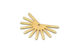Gold Sun Charm, 4 Textured Gold Plated Brass Sun Charms With 1 Hole (18x25x0.80mm) M02289